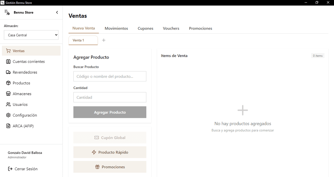 Gestión Bennu Store